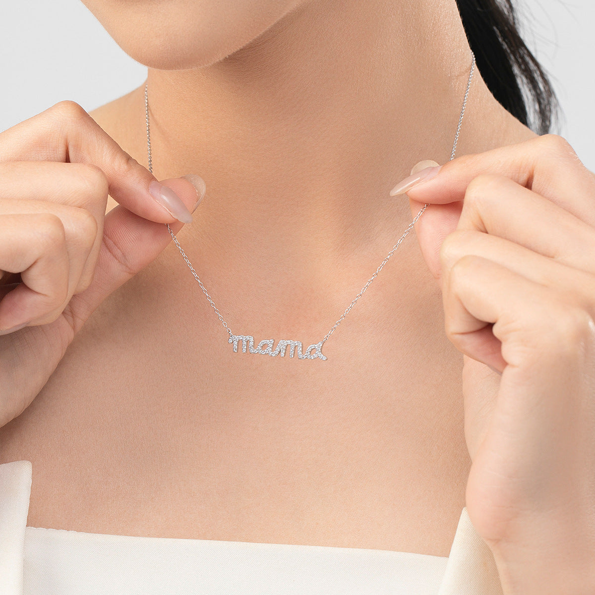 Popular Cross-Border Mama Necklace with Zircon Inlays