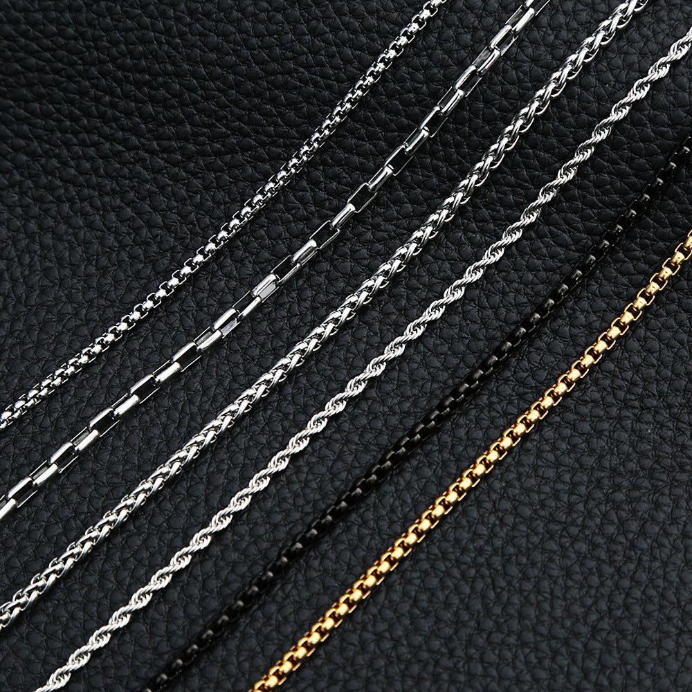 Pearl Bead Chain DIY Stainless Steel Men's Pendant Necklace