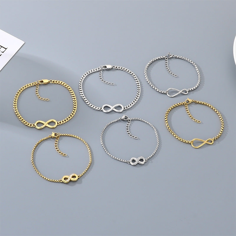Minimalist Infinity Symbol Bracelet Unisex Commuter Design Sense 8 Characters Adjustable