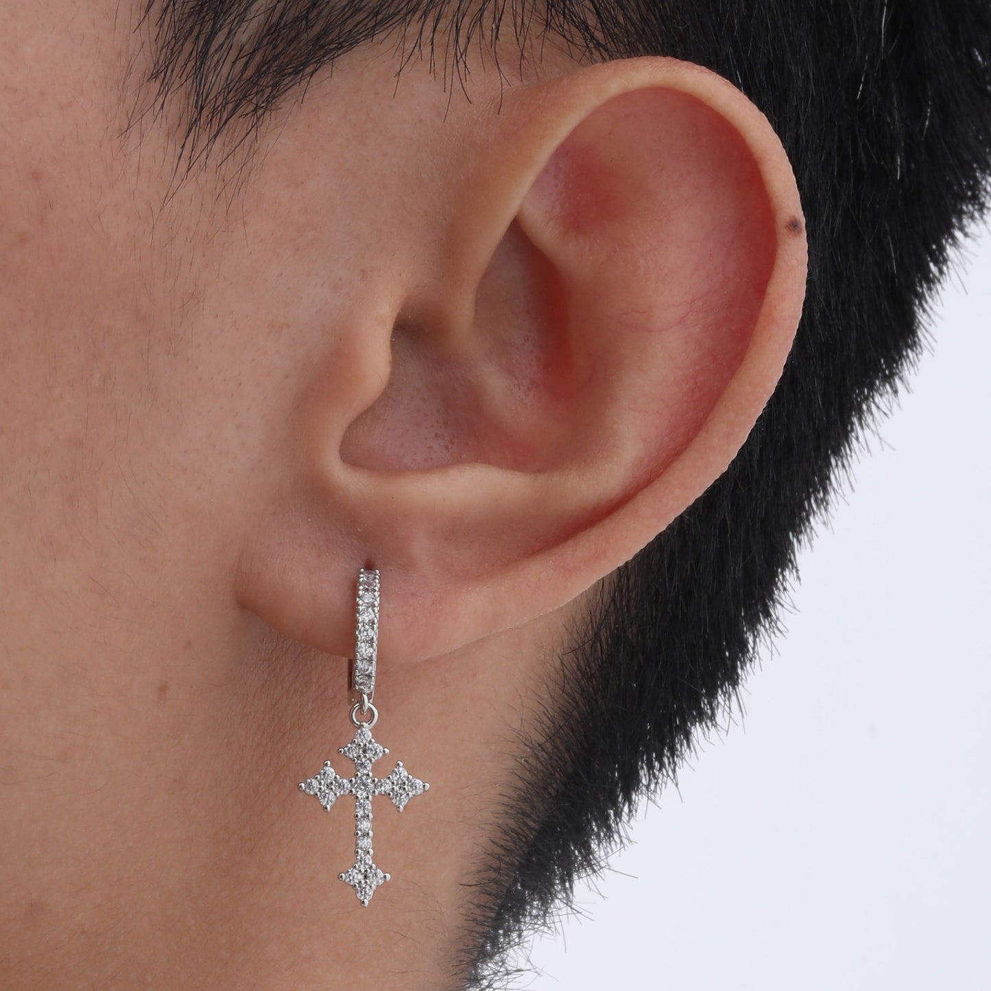 Planderful Copper Zircon Cross Earrings For Men Bold