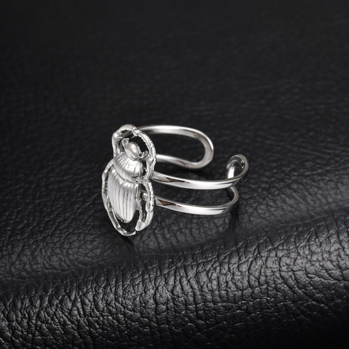 Affordable Stainless Steel Scarab Open Cool Neutral Wind Ring