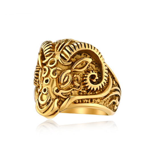 Steel Ring – Statement Sheep Head Ring