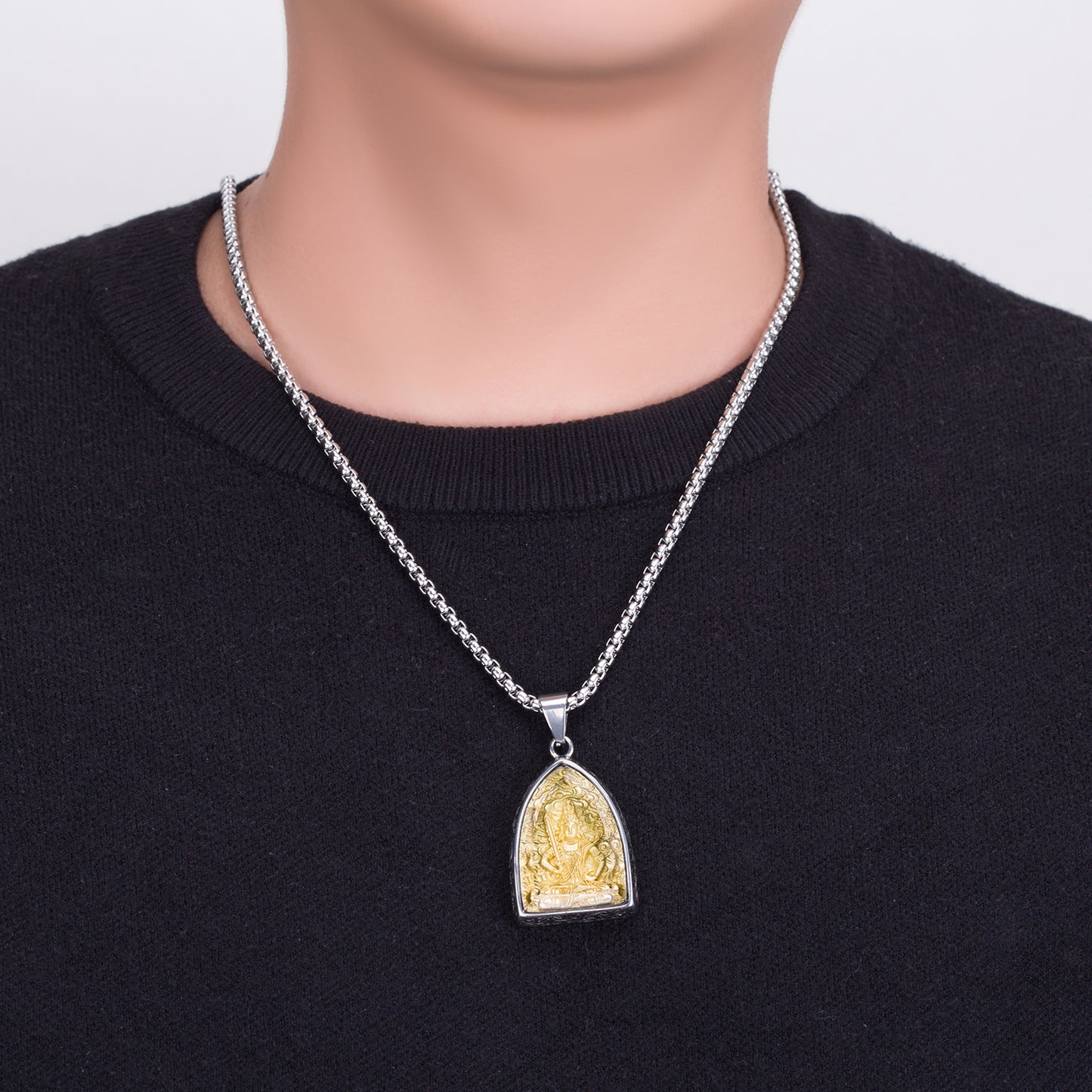 Steel Necklace – Elegant Buddha Pendant Necklace For Men Everyday Wear Gift Durable Tarnish-Resistant