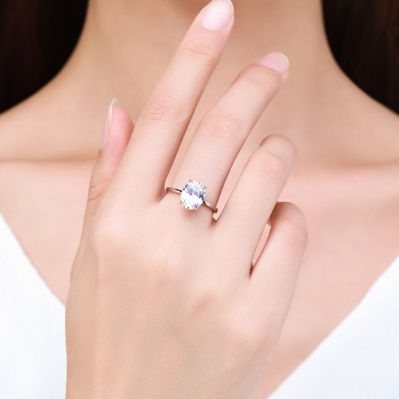 Elegant S925 Sterling Silver Ring with Zircon Gemstone