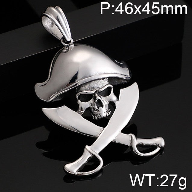 Peripheral Film And Television Naval Style Pendant, Punk Rock Retro Stainless Steel Jack Necklace