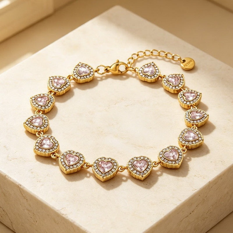 Heart Of The Ocean Romantic Gift French Love Inlaid Zircon Stainless Steel Women's Bracelet
