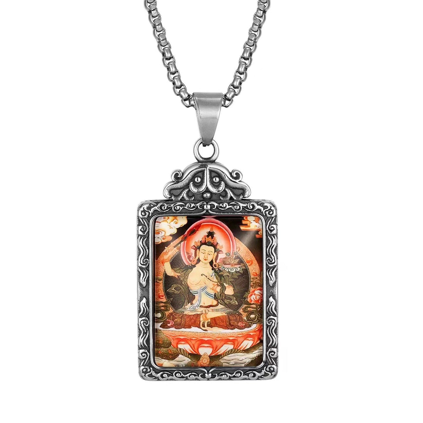 Zodiac Guardian Buddha Pendant For Men And Women By Planderful Titanium Steel Thangka Necklace With Premium Protection