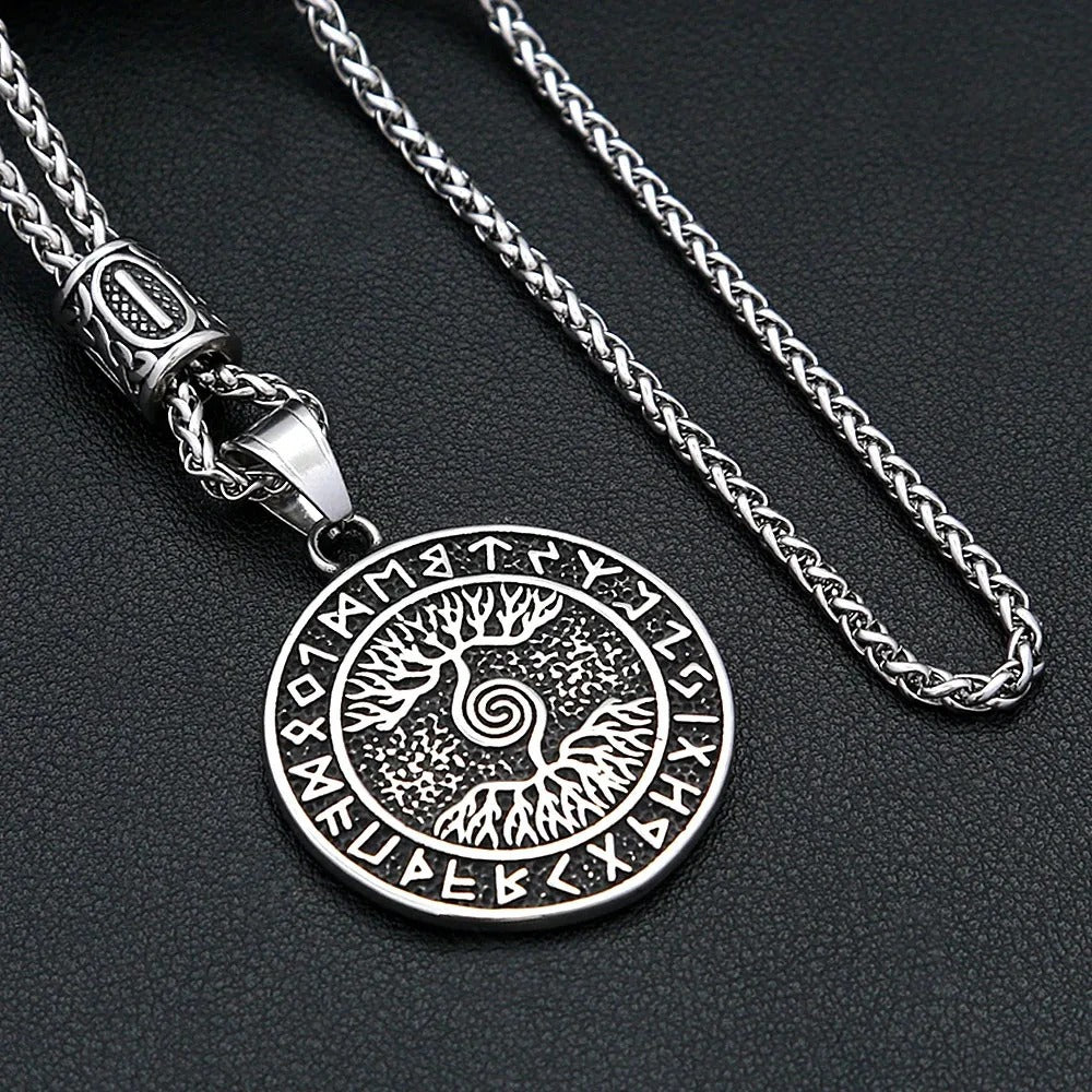 Vintage Tree of Life Viking Stainless Steel Men's Pendant Necklace