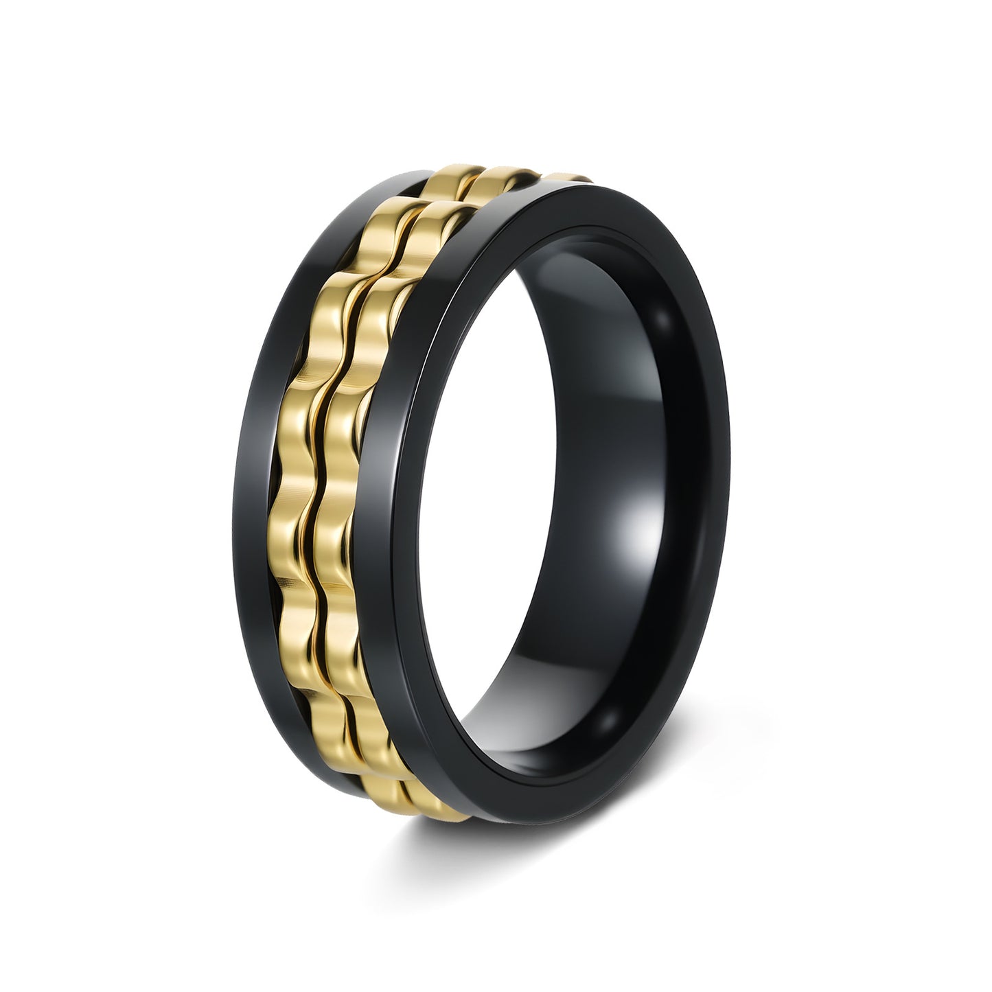 Planderful Rotating Gear Ring Multicolor For Men Unisex Titanium Steel Decompression Jewelry