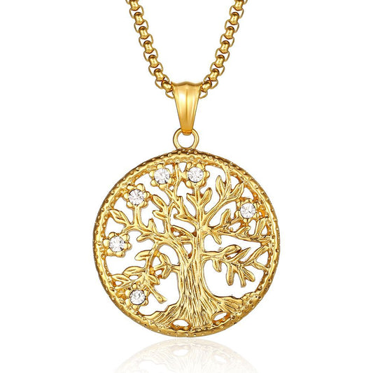Planderful Celtic Tree Of Life Necklace For Modern Hipster Style Enthusiasts Durable Steel Pendant