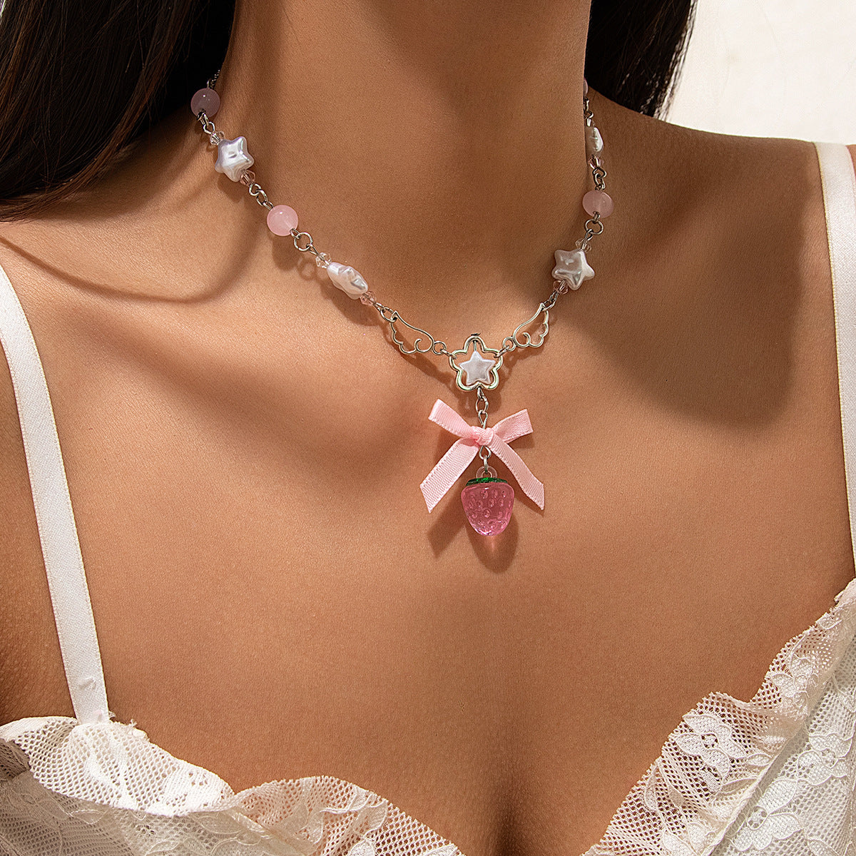Strawberry Pearl Tassel Necklace Collection