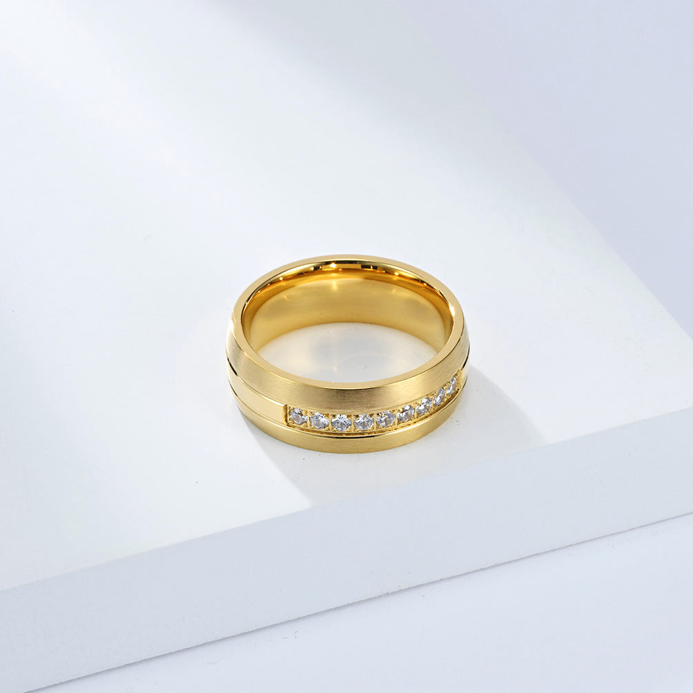 Planderful Titanium Steel Zircon Ring For Couples Matte Finish High End Fashion Jewelry