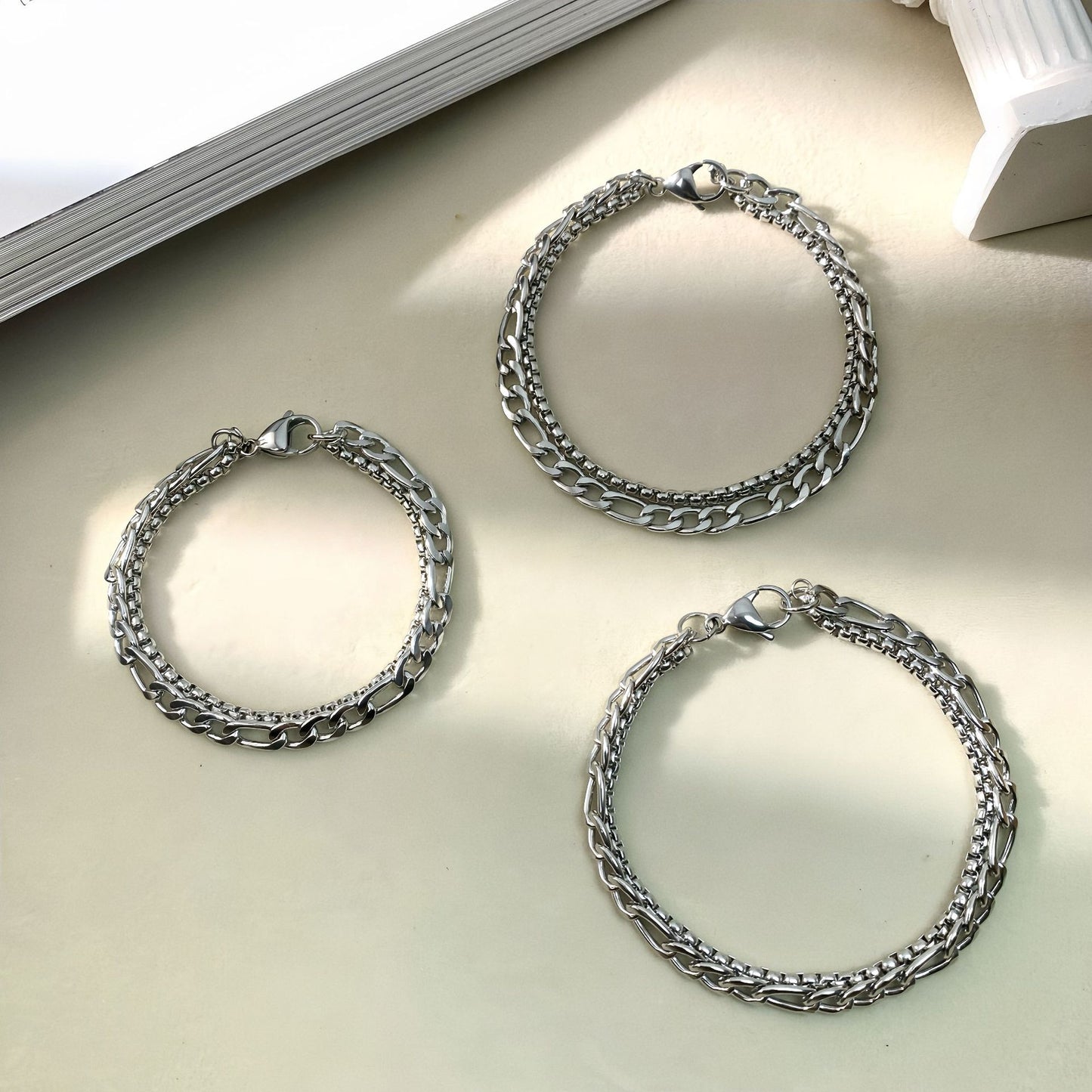 Planderful Jewelry Everyday Genie Two Piece Stainless Steel Bracelet Set For Couples