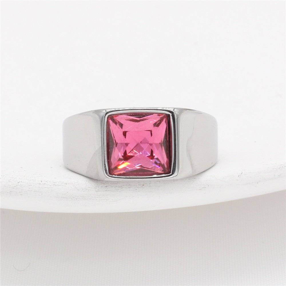 Planderful Square Zircon Titanium Ring Unisex For Men And Women Minimalist Everyday Gear