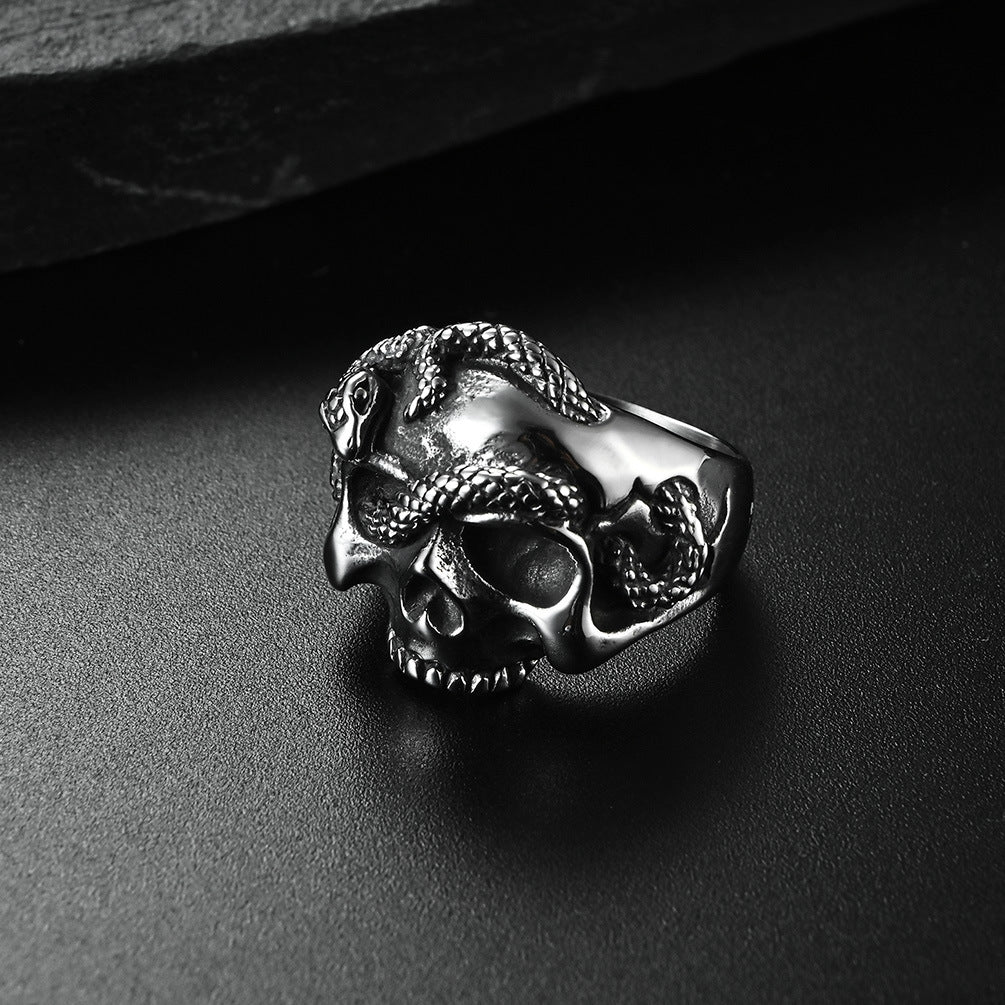 European and American Hiphop Viper Skull Ring for Men