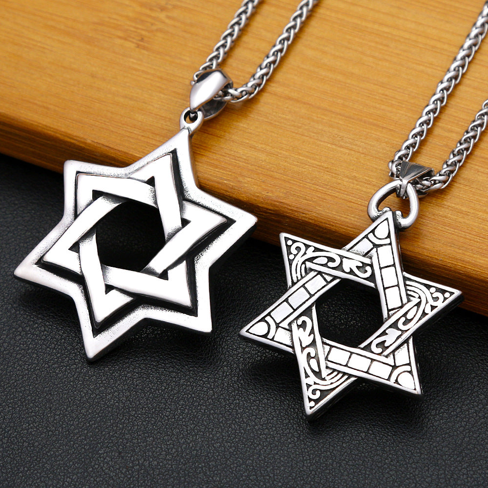 Viking Star Stainless Steel Men's Pendant Necklace