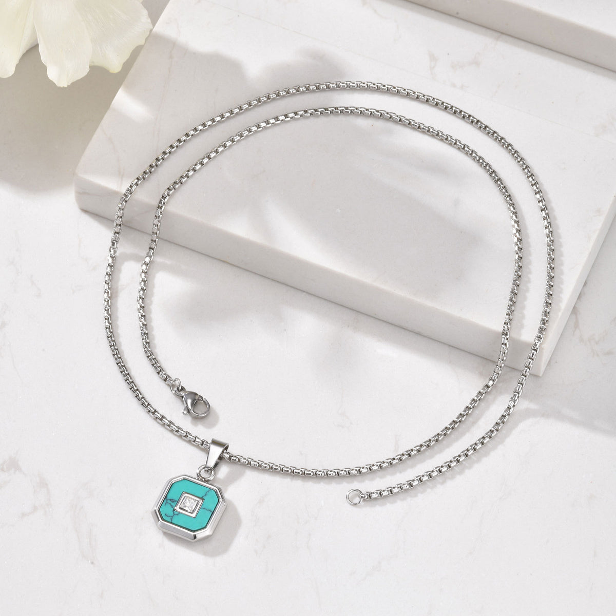 Lapis Lazuli Zircon Stainless Steel Necklace for Men