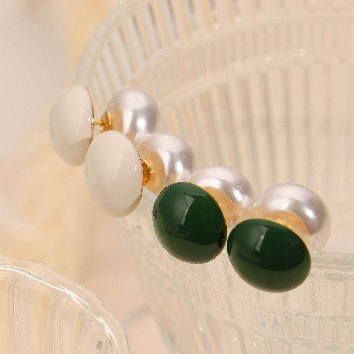 Luxurious Vintage Style Enamel Pearl Earrings for Women