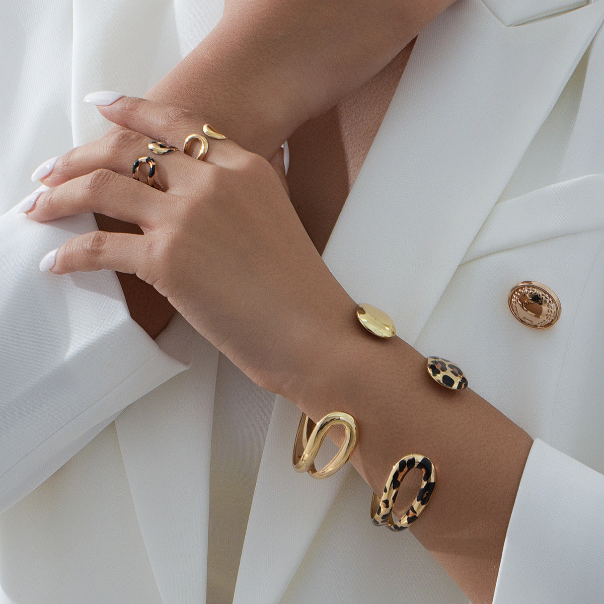 Versatile Metal Bracelet Ring Set for Stylish Women