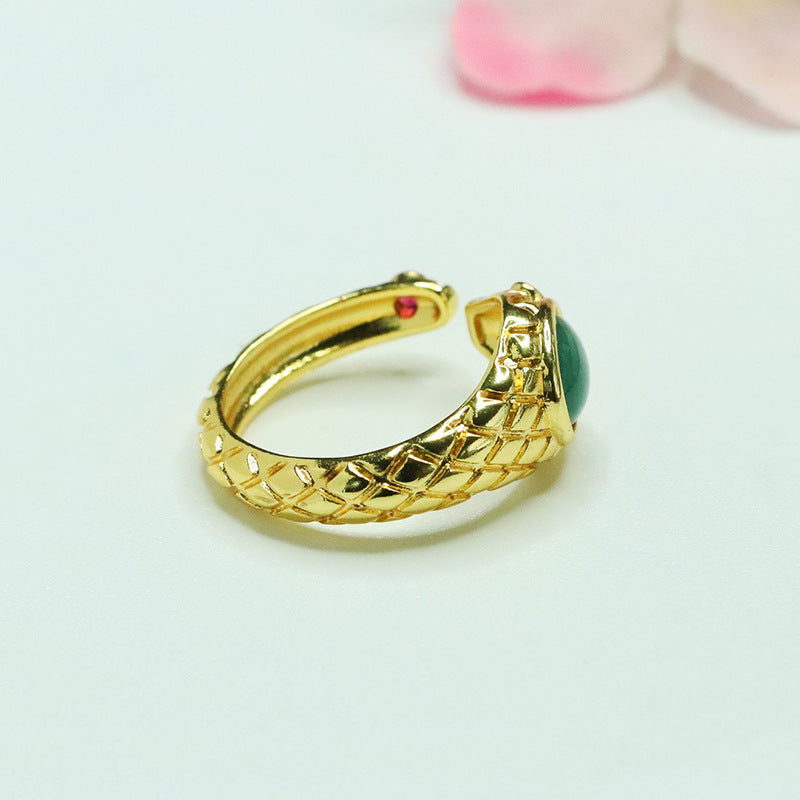 Blue Water Jadeite Snake Ring