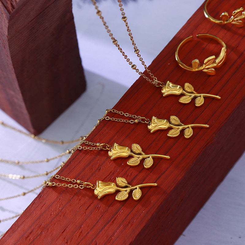 Rose Gold Korean Celebrity Jewelry Set - Fashionable Accessories for Instagram Trendsetters