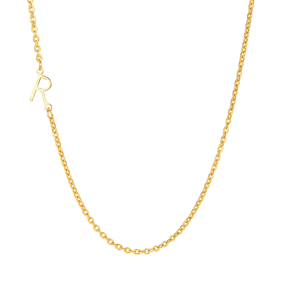 Stainless Steel Flat Cross Chain Letter Necklace Gold Collarbone Chain Letter