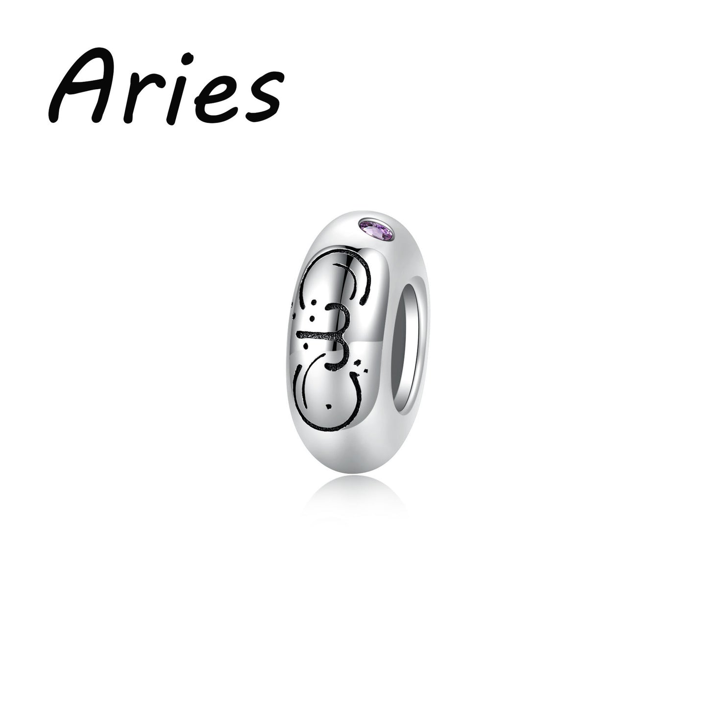 Planderful Jewelry Zodiac Spacer Bead Sterling Silver Zircon