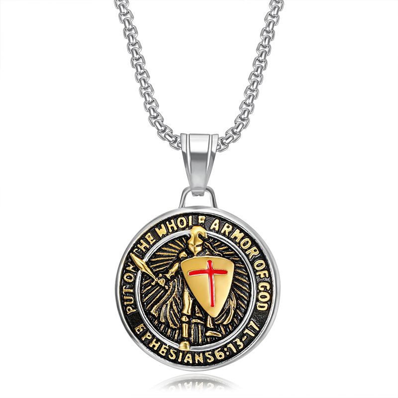 1. Planderful Stainless Steel Cross Necklace For Men, Medieval Templar Shield Pendant Gift For Him