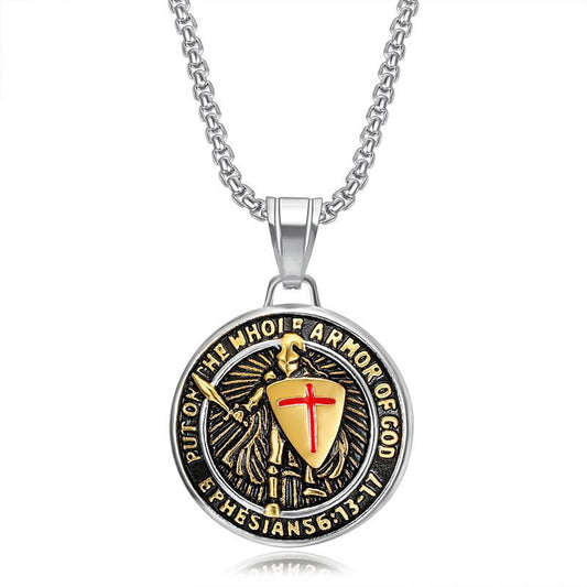 1. Planderful Stainless Steel Cross Necklace For Men, Medieval Templar Shield Pendant Gift For Him