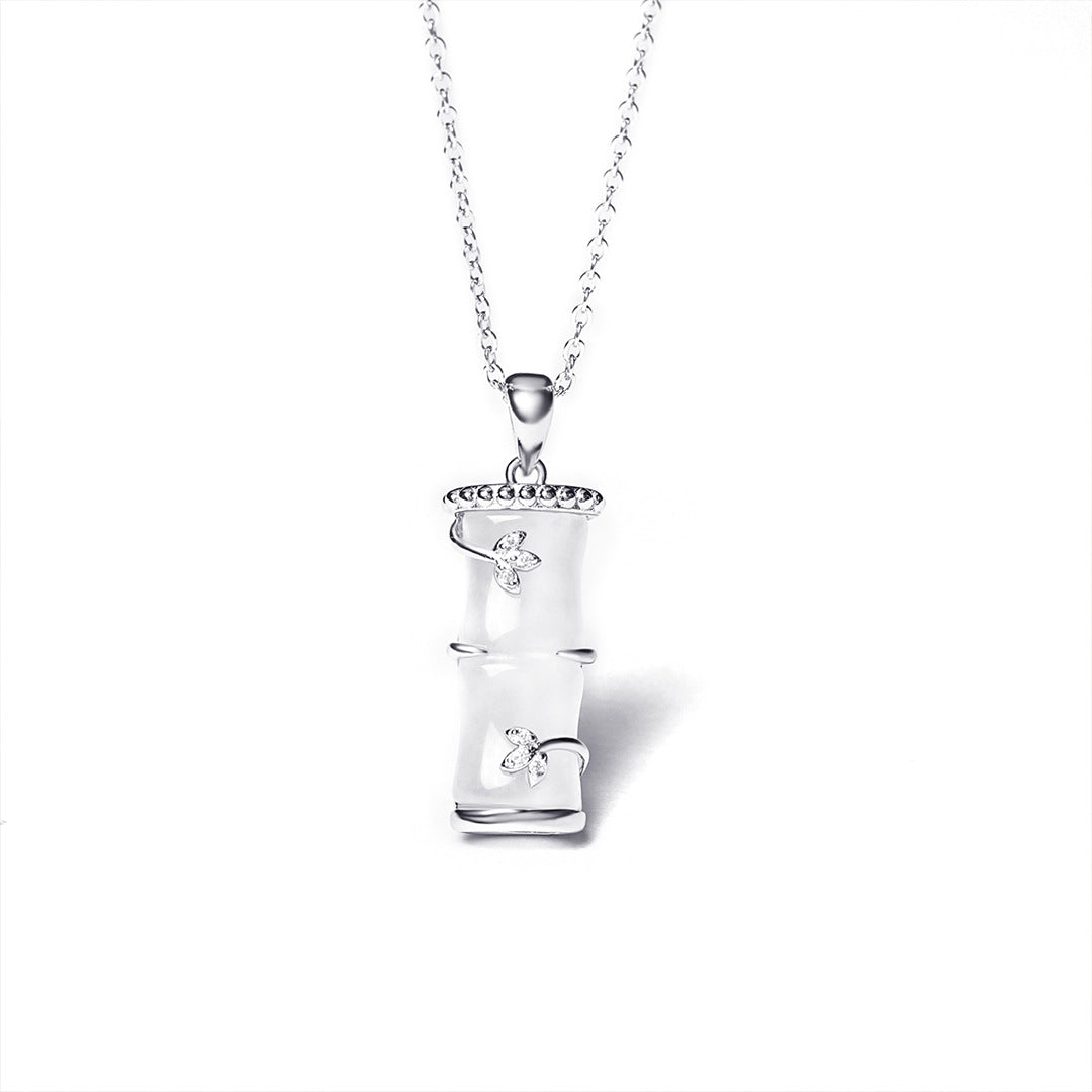 S925 Sterling Silver Bamboo Leaf Necklace