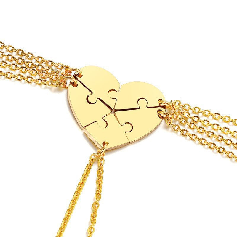 1. Planderful Heart Edge Puzzle Necklace For Couples Stainless Steel Gift For Girlfriend Everyday Elegance Jewelry