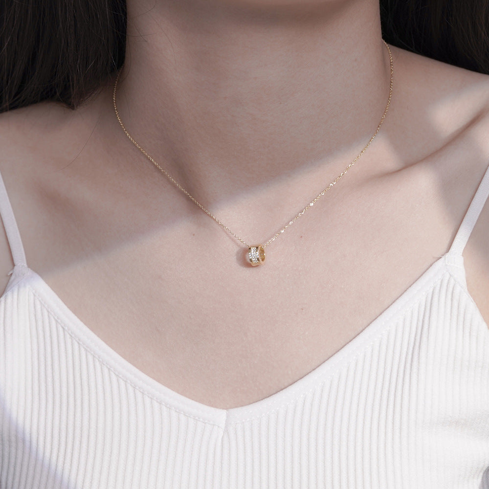 925 Silver H Letter Zircon Necklace Women's Clavicle Chain