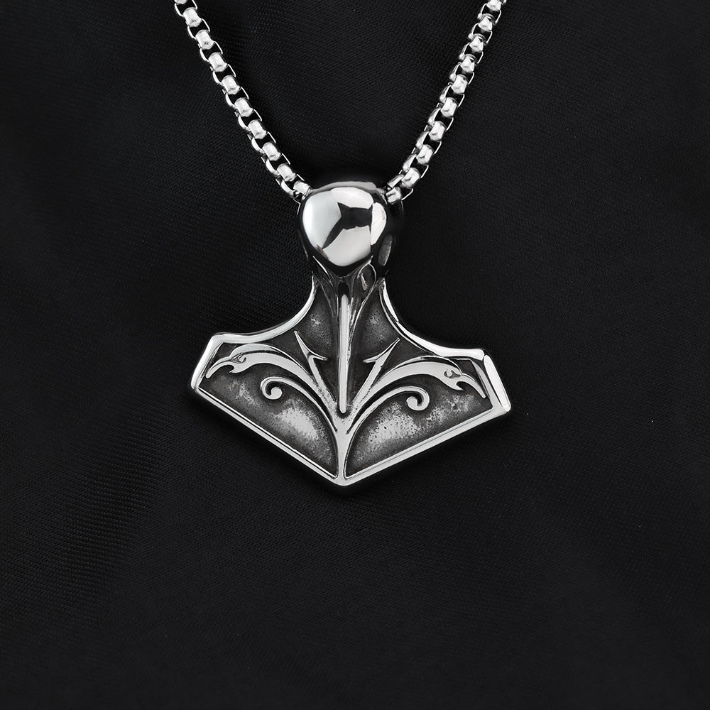 European And American Jewelry Wholesale Titanium Steel Men's Pendant Necklace Retro Viking Crow Hip Hop Style