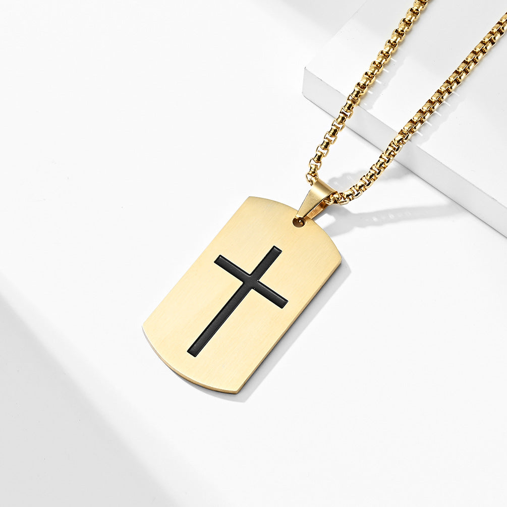 Elegant Stainless Steel Crusader Necklace for Discerning Men