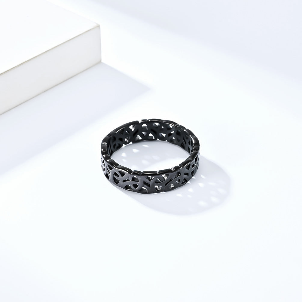 Planderful Titanium Steel Ring Unisex Nordic Viking Eternal Knot Cutout Design For Men And Women