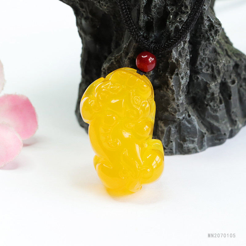 Yellow Chalcedony Pixiu Pendant