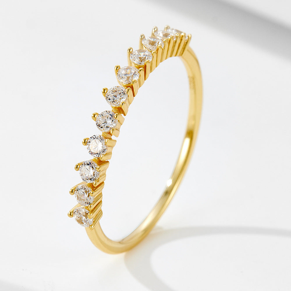 Planderful Everyday Genie S925 Sterling Silver Zircon Ring Gold Plated Single Row Gypsy Star Light Luxury For Women