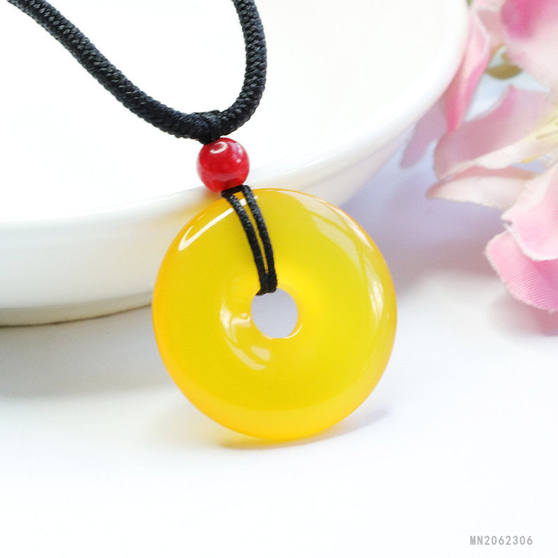 Yellow Chalcedony Peace Buckle Pendant
