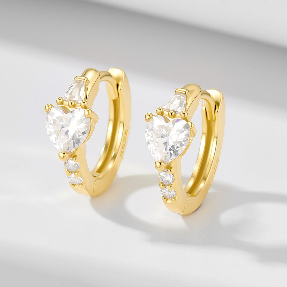 S925 Sterling Silver Love Zircon Earrings Exquisite Niche Earrings