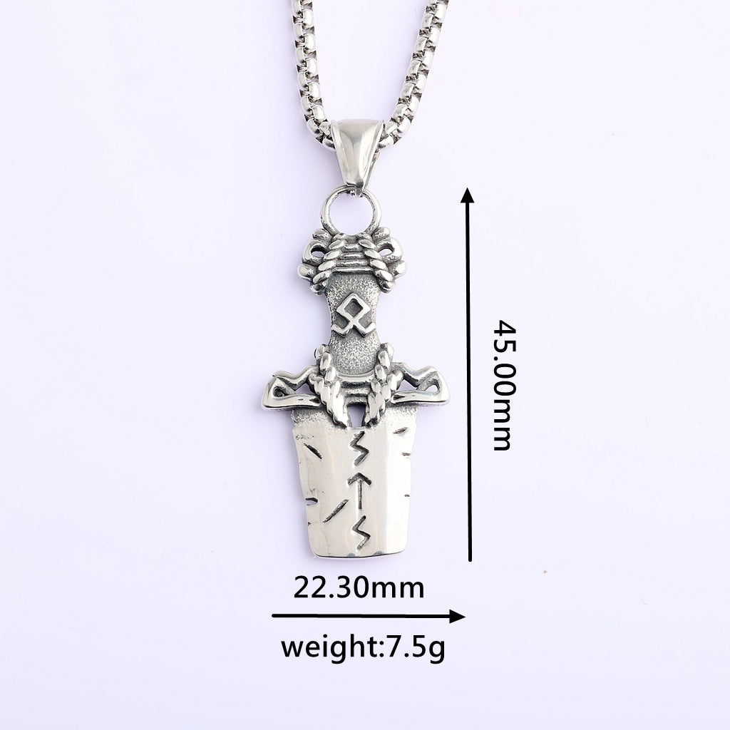 Viking Dagger Stainless Steel Pendant Necklace