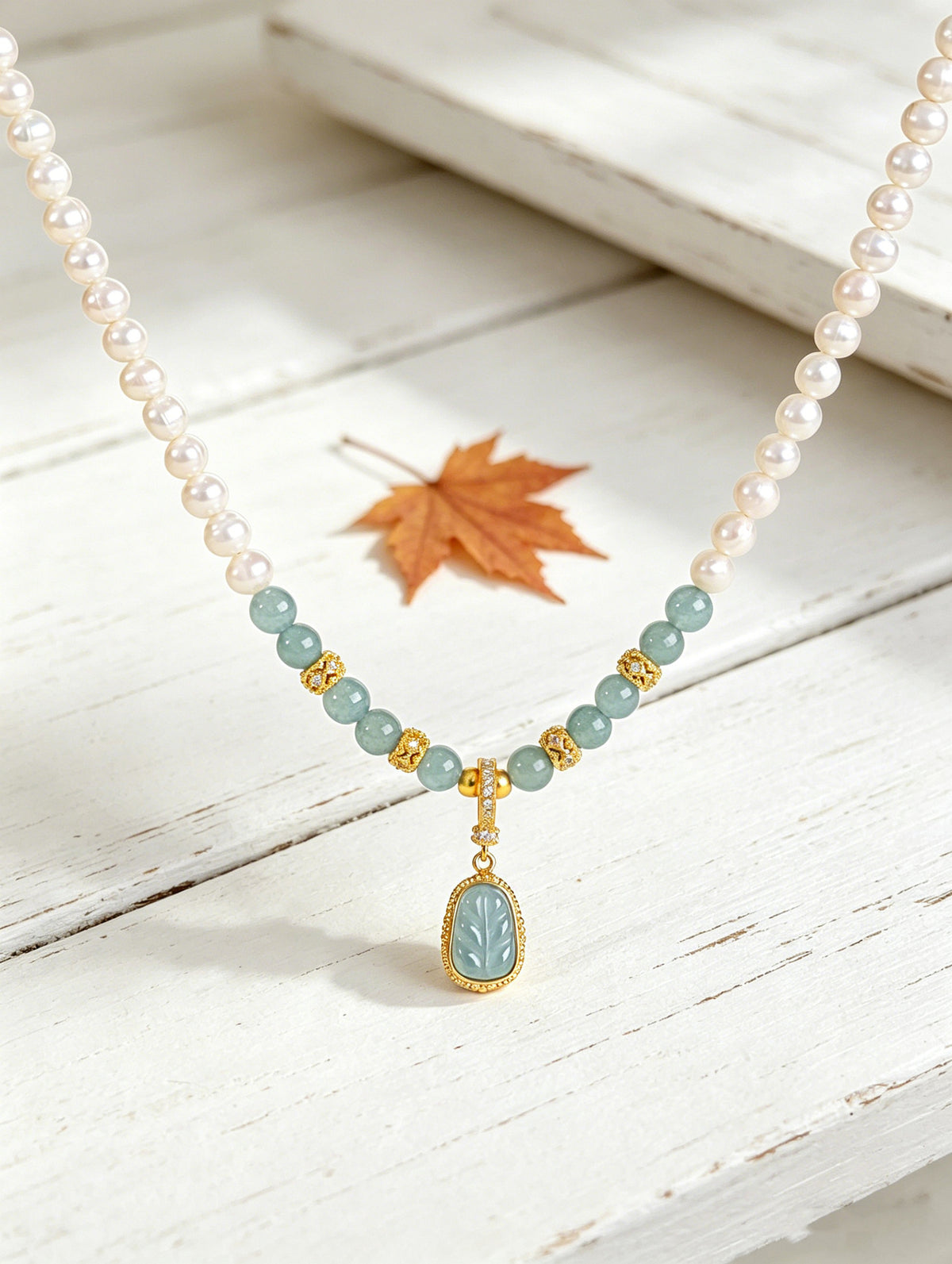 Freshwater Pearl Jade Pearl Pendant Necklace