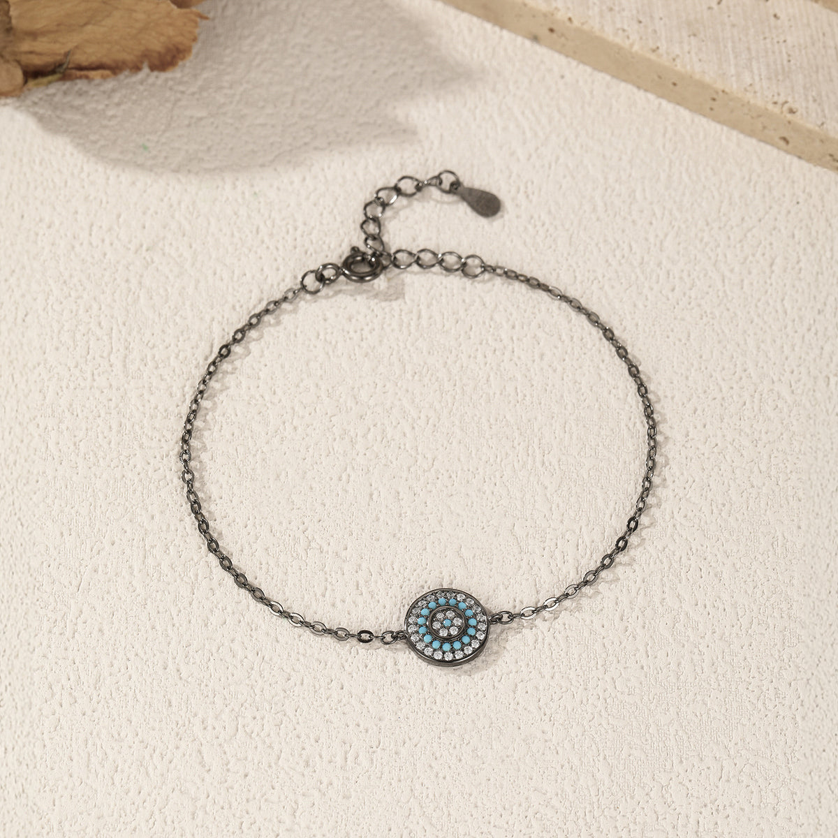 925 Sterling Silver Black Turquoise Geometric Bracelet