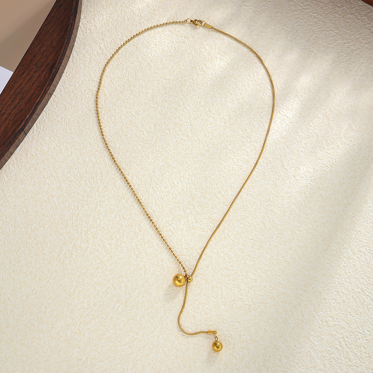 Adjustable Round Bead Snake Chain Necklace