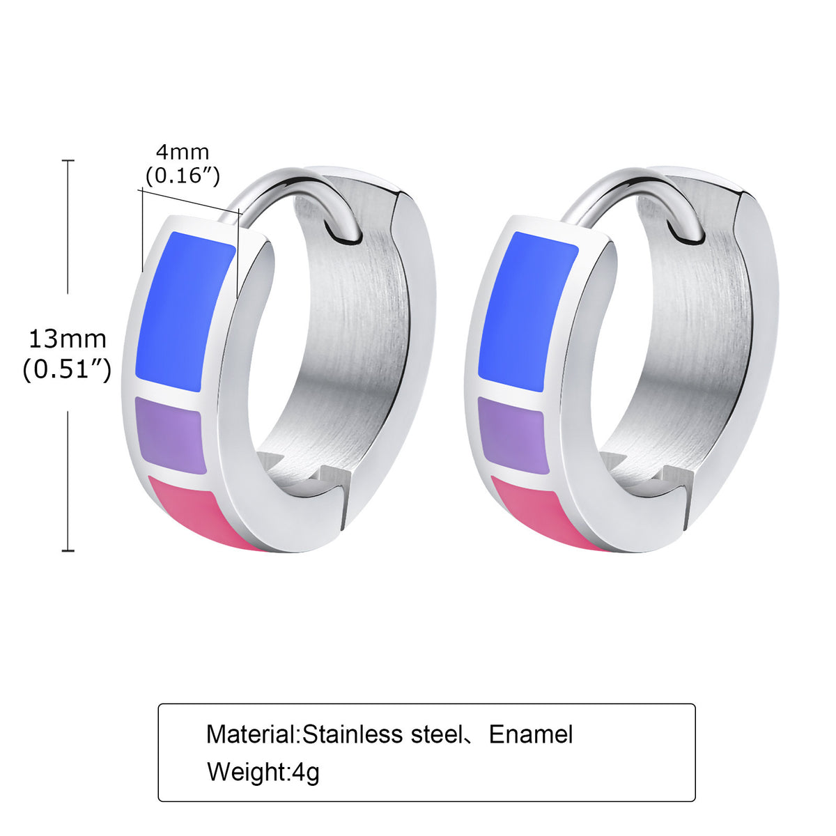 Colorblock Enamel Huggie Earrings — Five Designs