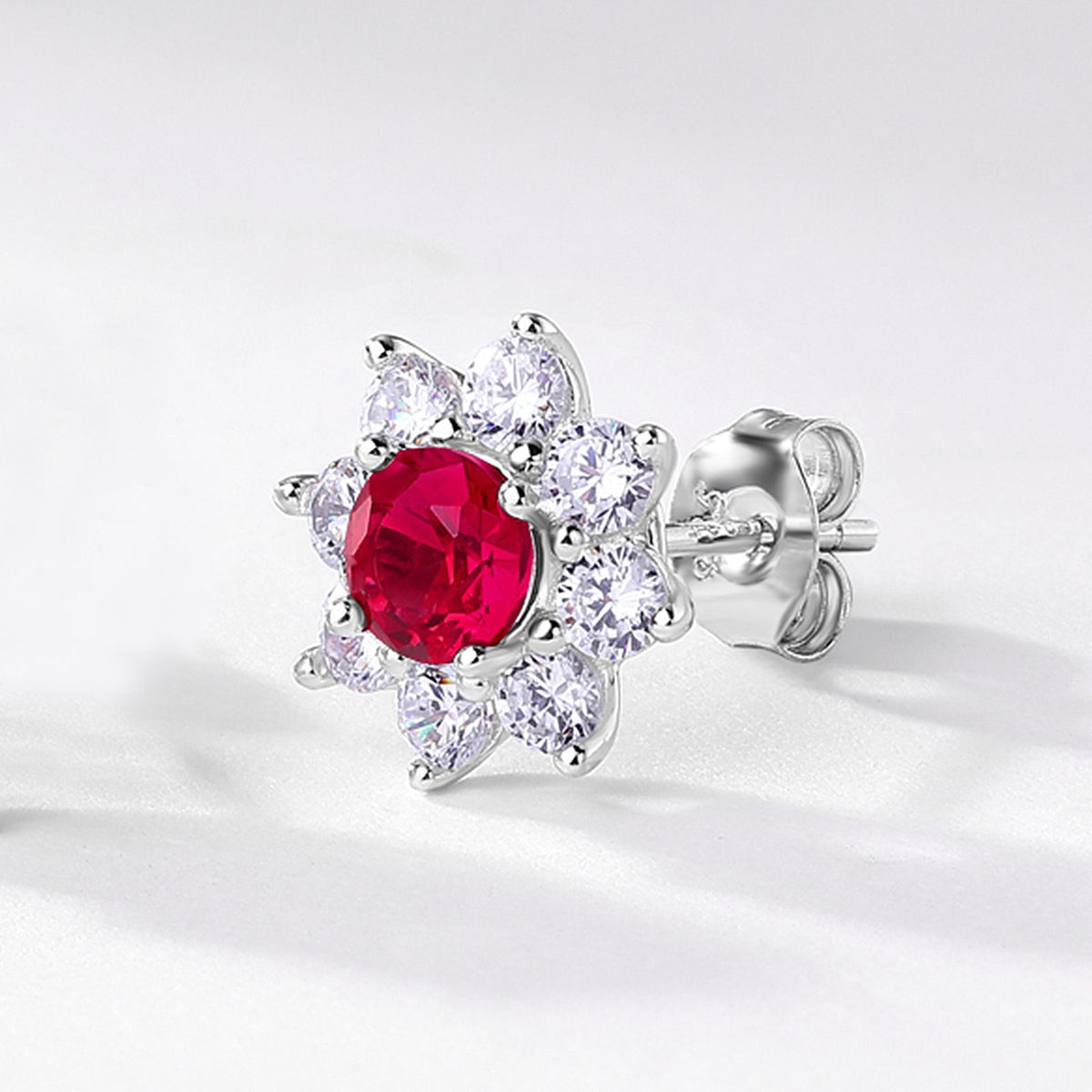 S925 Sterling Silver Lab-Grown Gemstone Sunflower Stud Earrings
