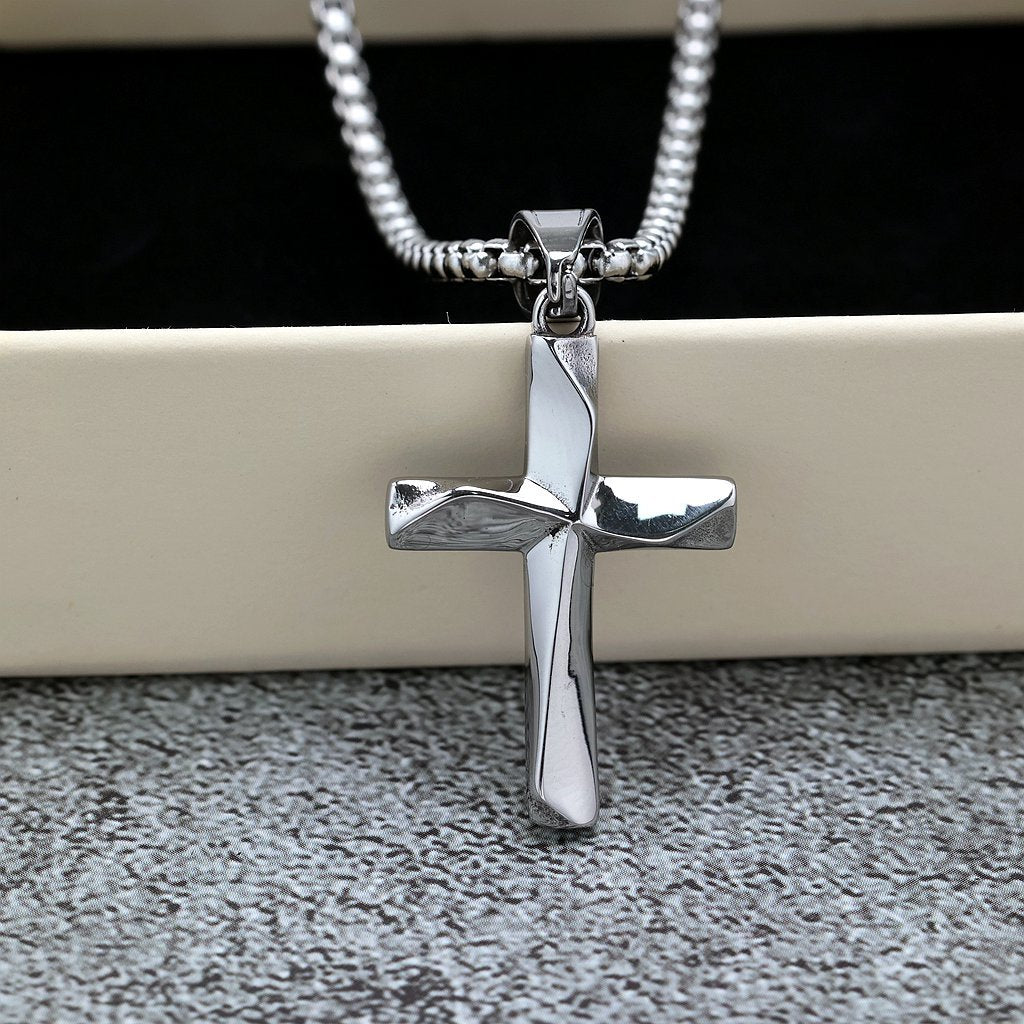 Vintage Cross Stainless Steel Pendant Necklace