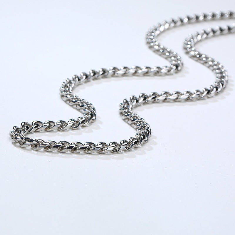 Stainless Steel Round Mill Chain Necklace Steel Men's 6mm Hip Hop Style Jewelry