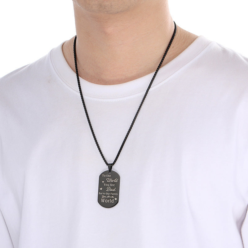 Planderful Titanium Steel Military Pendant Engraved For Dad