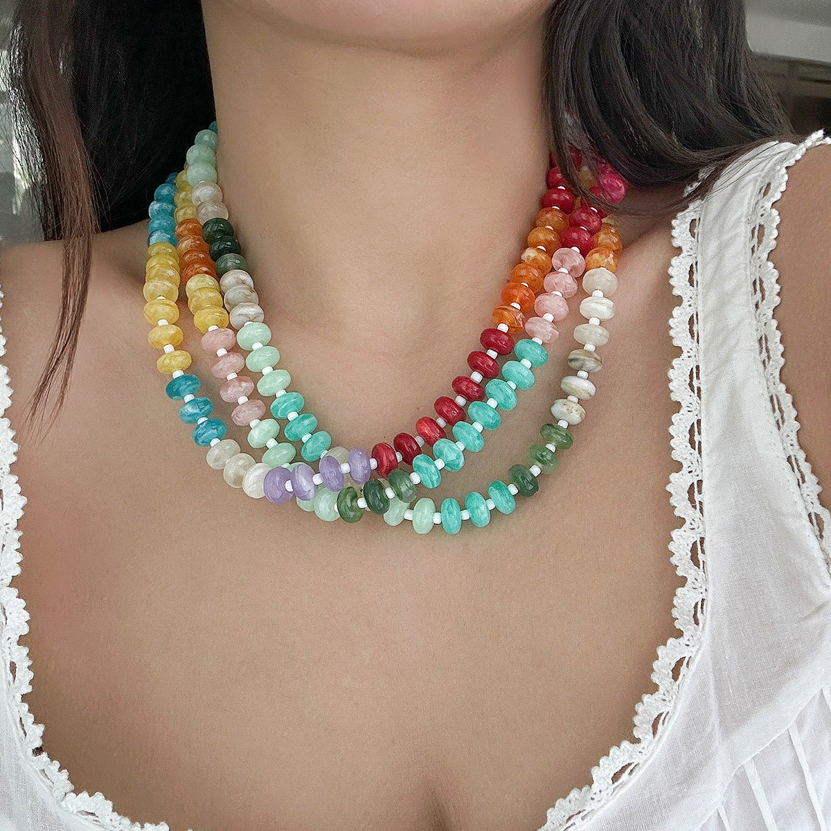 Rainbow Acrylic Beaded Necklace Collection