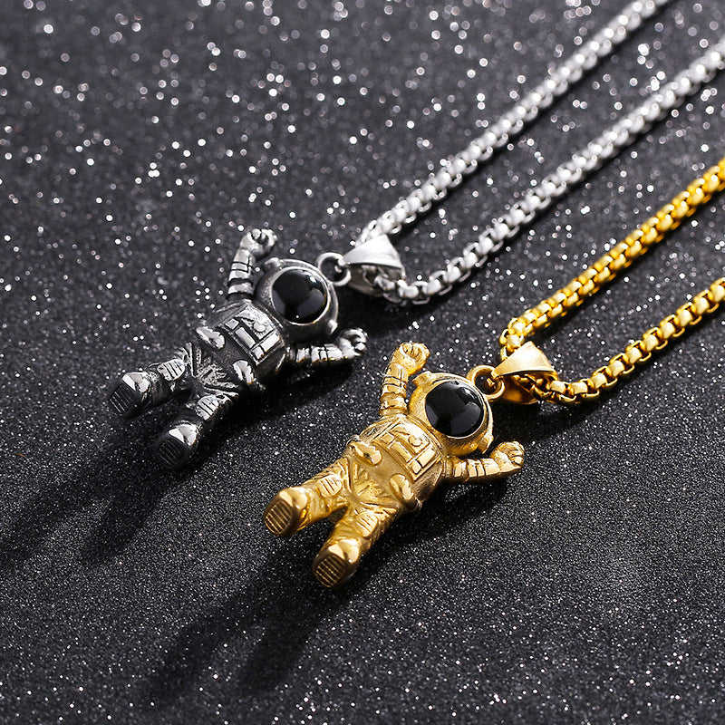 Galactic Style Stainless Steel Astronaut Pendant for Men